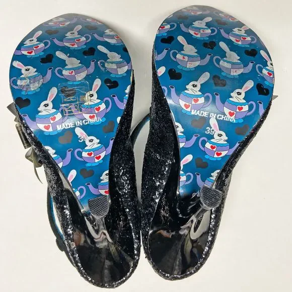 Irregular Choice Sparkle Heels in Black and Silver - Picture 7 of 10